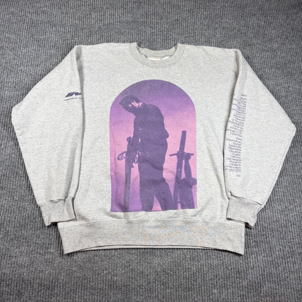 Post Malone Sweatshirt Men's XL Runaway Tour 2020 Gray Hanes Ultimate Cotton